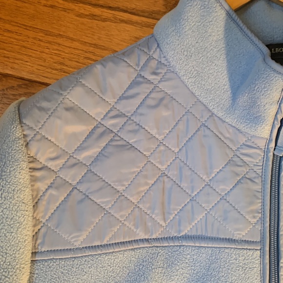Talbots Fleece Quilted Zip Front Powder Blue Jacket with Nylon Quilting Detail - Picture 7 of 11